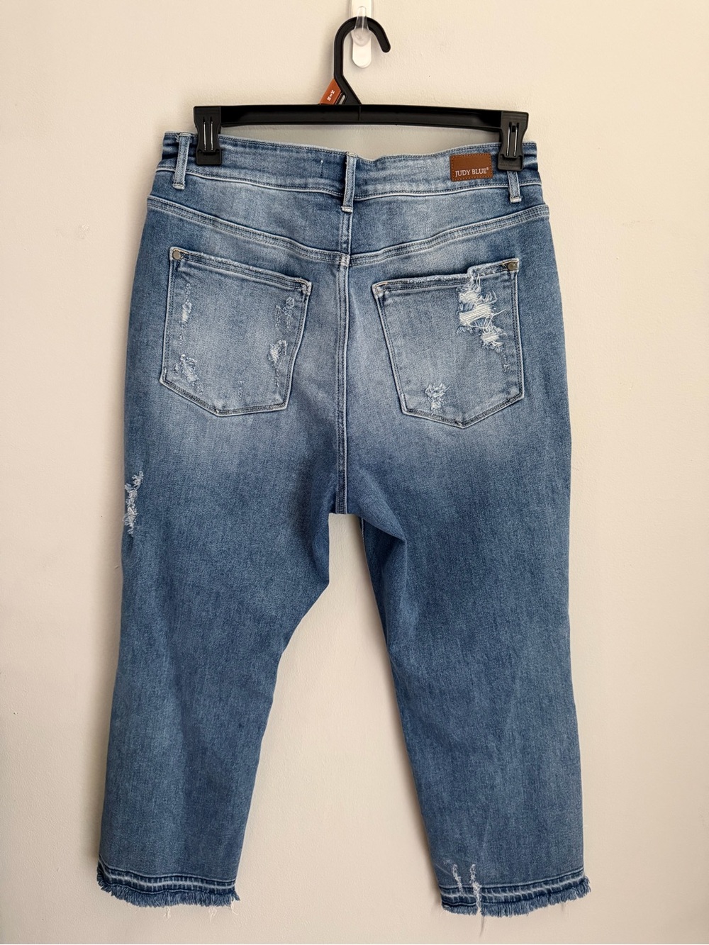 Judy Blue Distressed Straight Fit Ankle Jeans Stretch Medium Blue Wash Size 14W - Picture 2 of 9